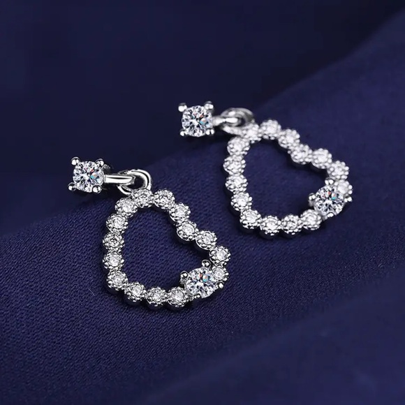 Sterling Silver Cubic Zirconia Heart Earrings